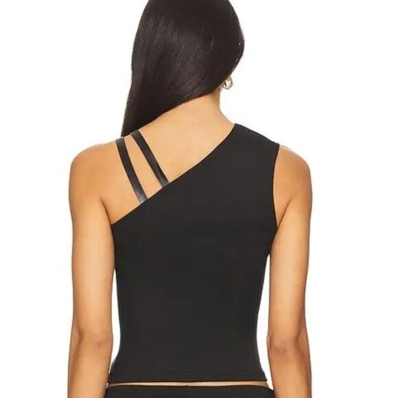 LIONESS Rebel Tank Top in Onyx black asymmetrical crop buckle punk grunge - Picture 2 of 8